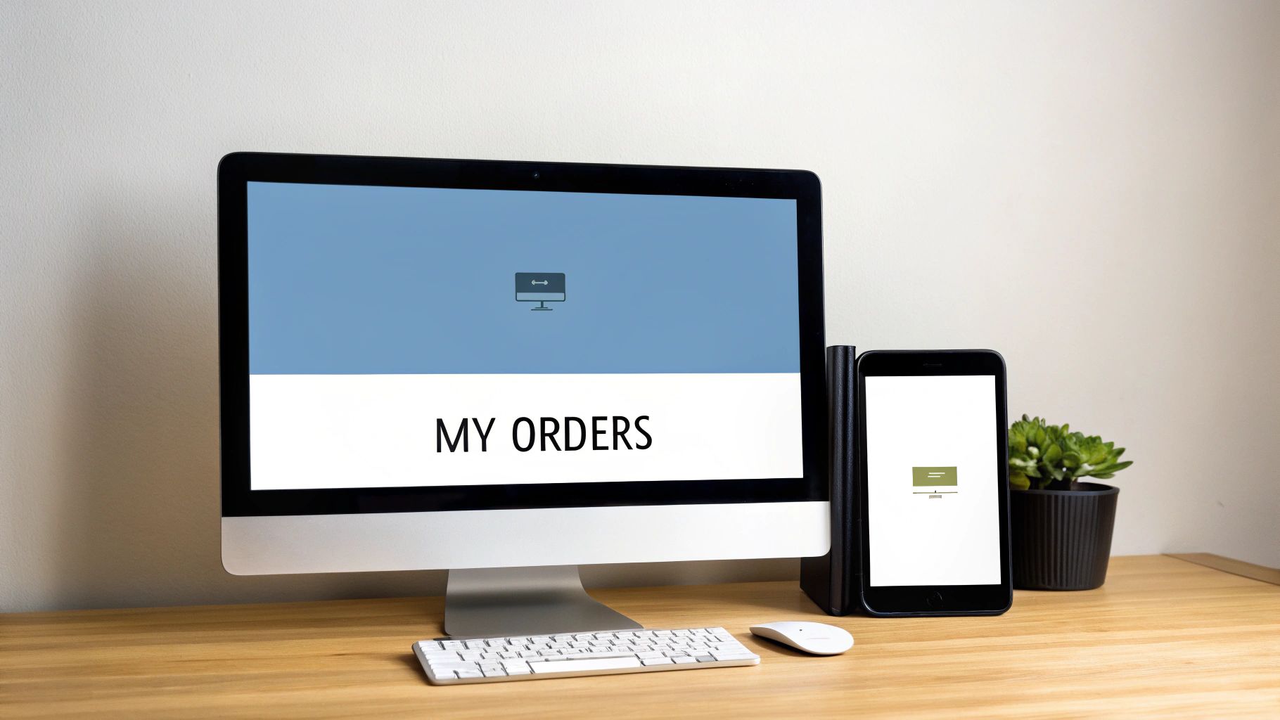 Man using a laptop and phone to check his order status