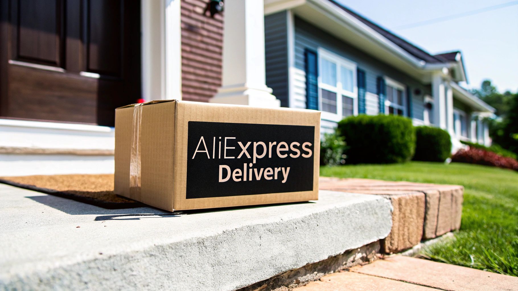A person looking at a calendar next to a shipping box, representing AliExpress delivery times.