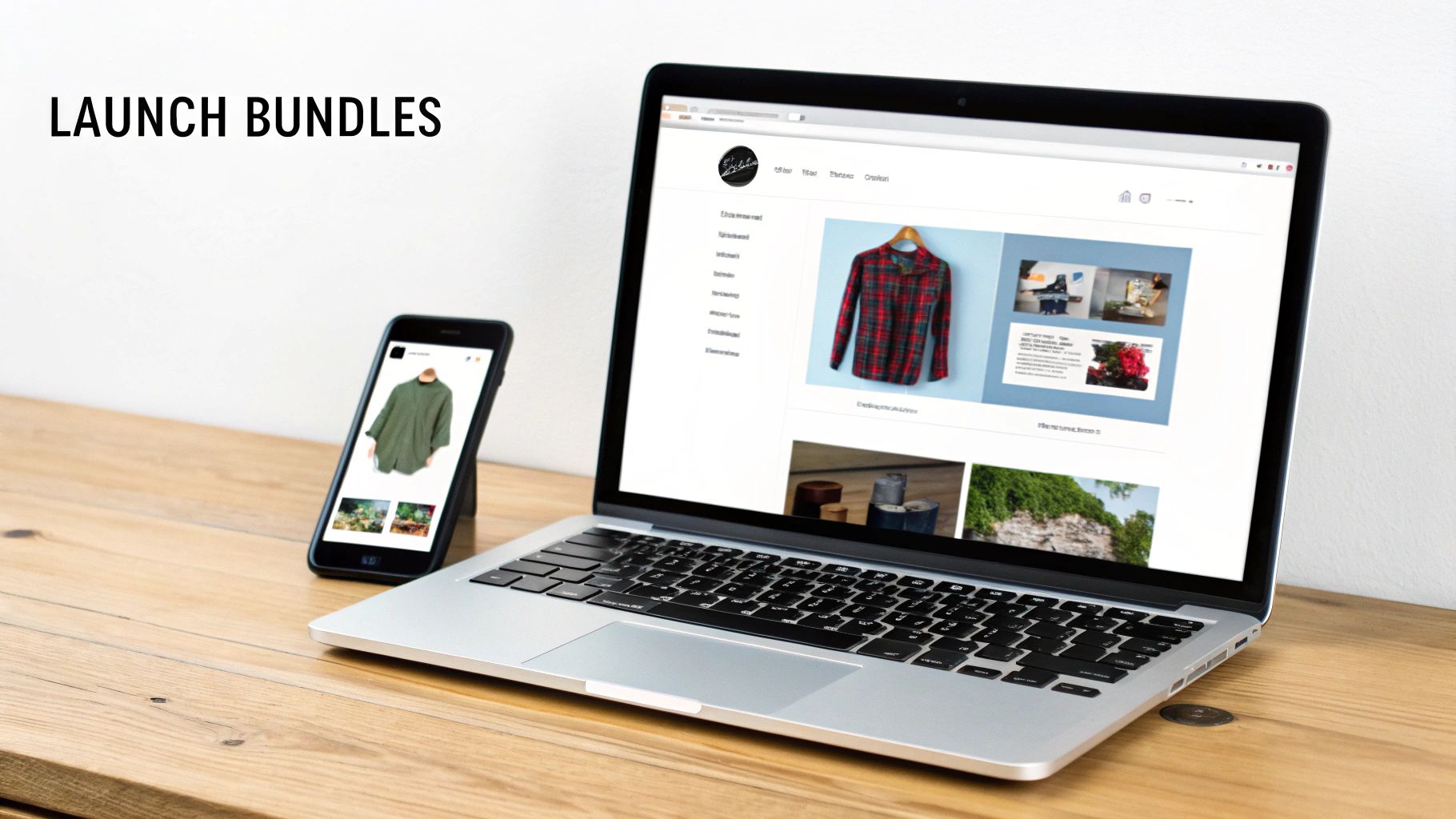 An ecommerce store owner managing product bundles on a laptop screen.