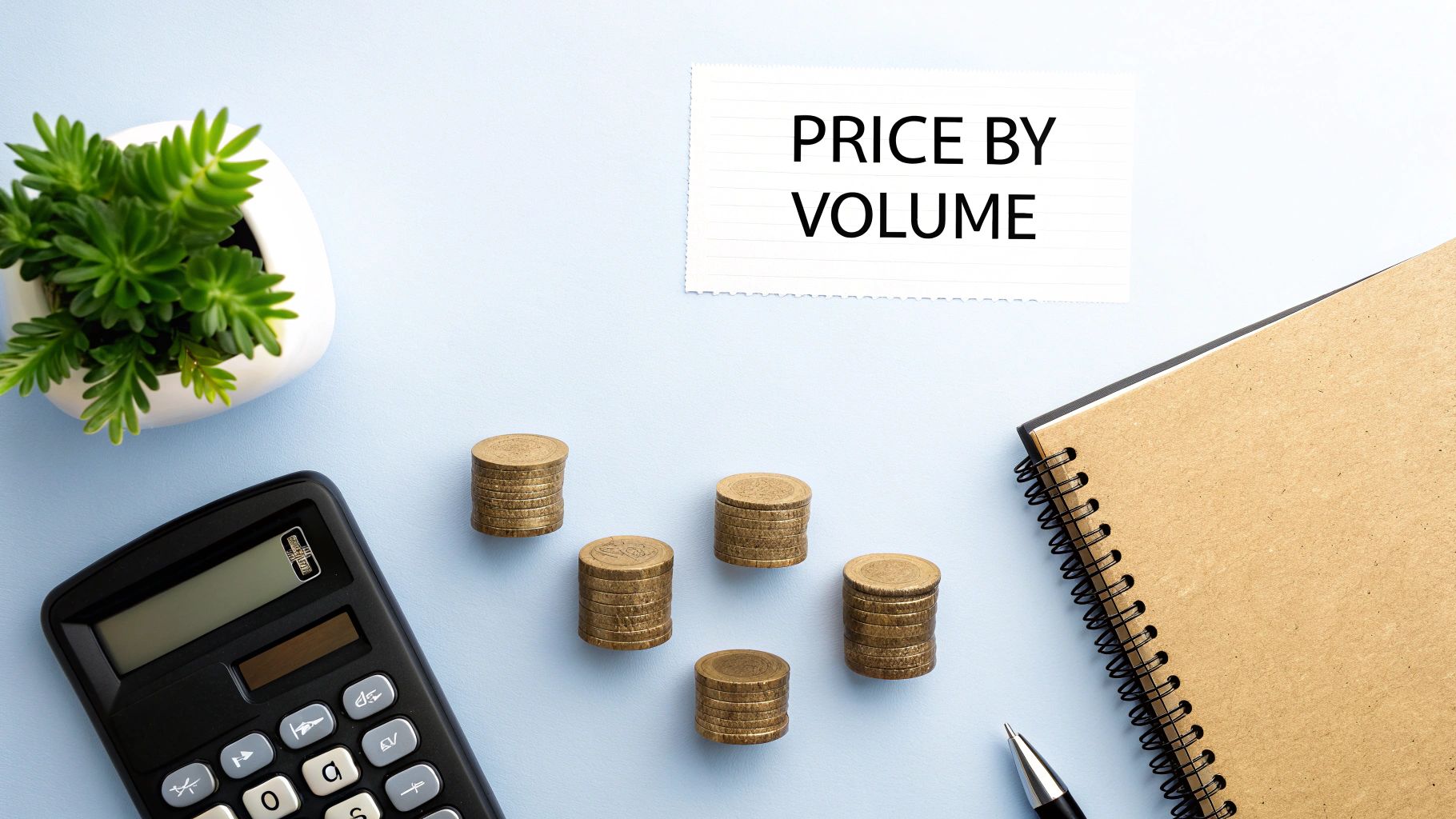 A person using a calculator to compare prices on a laptop, symbolizing sourcing decisions.