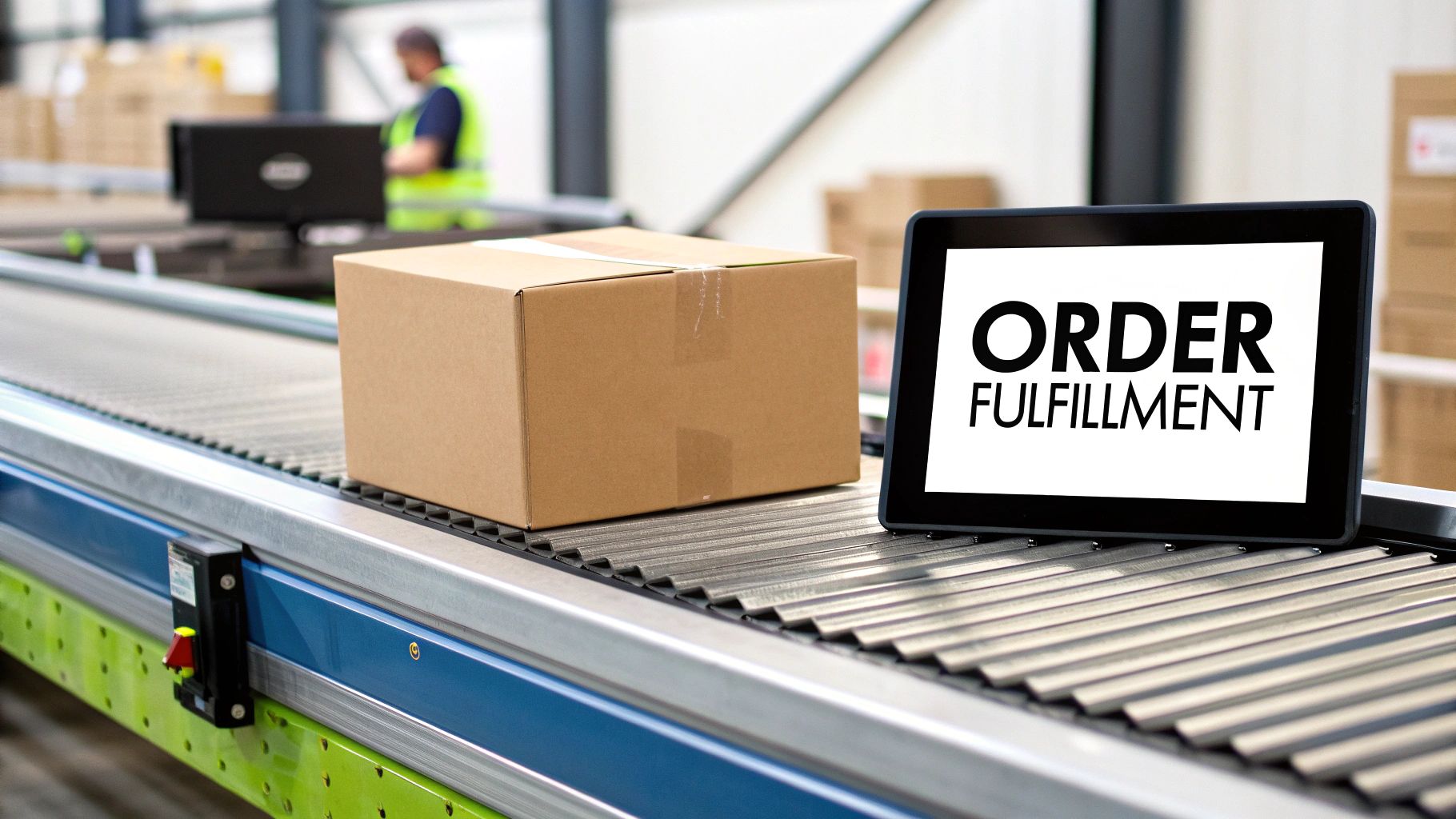 Warehouse worker scanning a package for ecommerce order fulfillment
