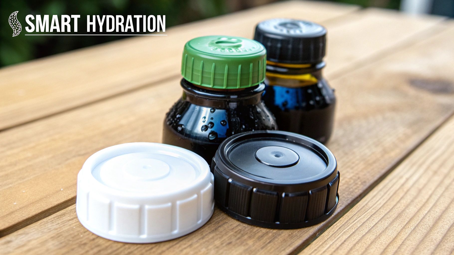 A hiker pours water from a HYDAWAY collapsible bottle into a cup, with mountains in the background.