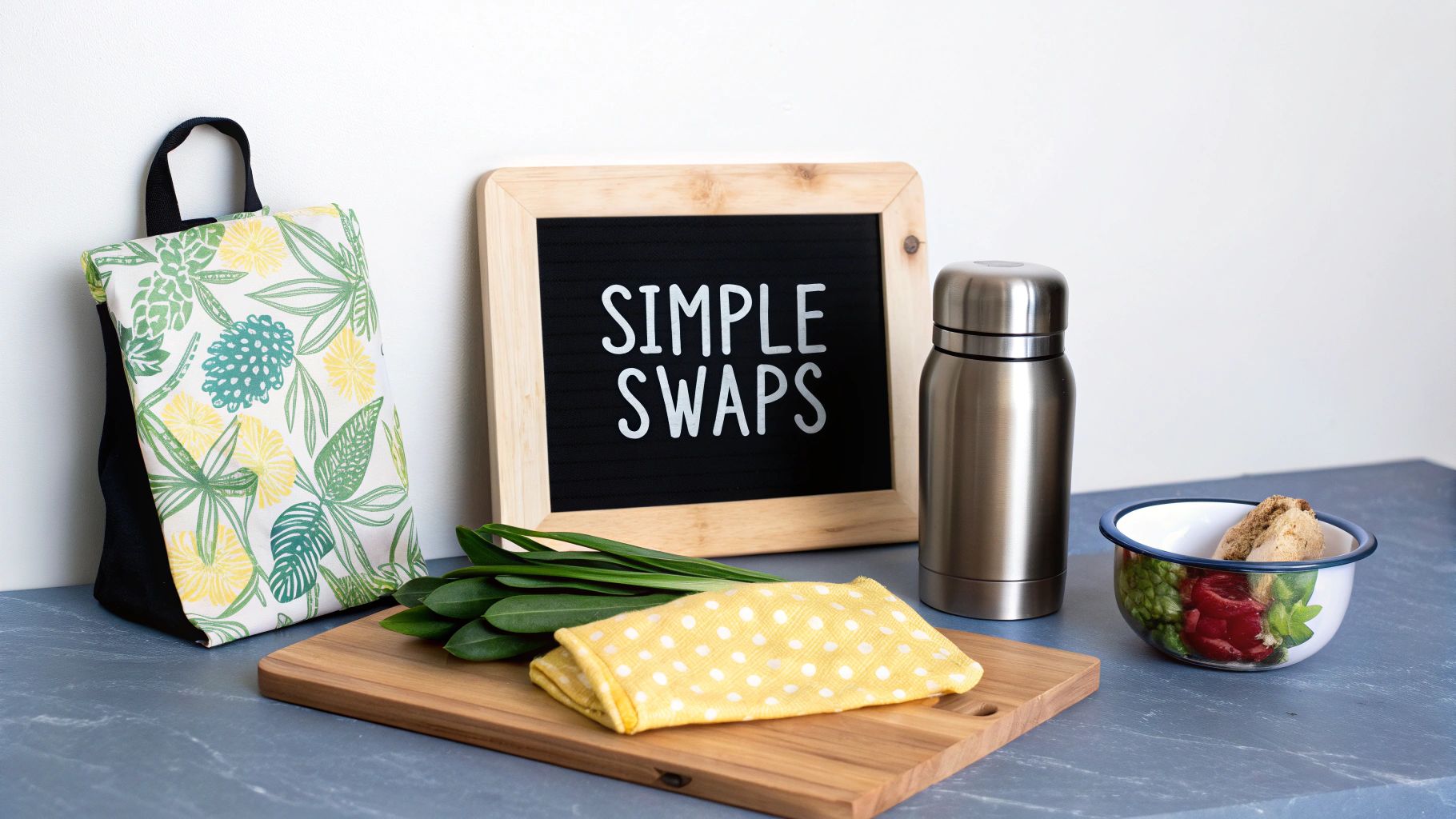 Woman using a reusable water bottle in a modern kitchen.
