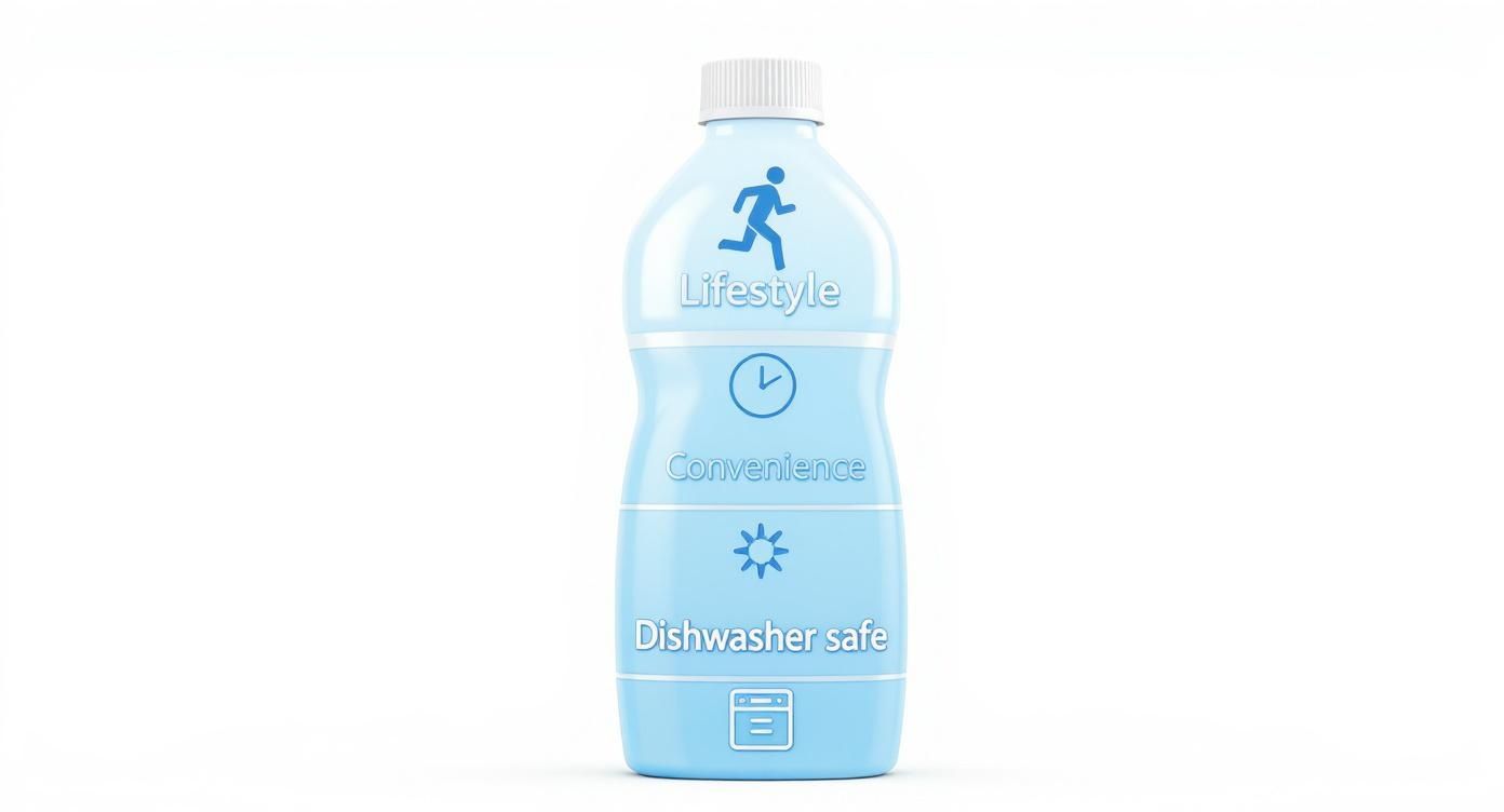 Infographic about dishwasher safe water bottles