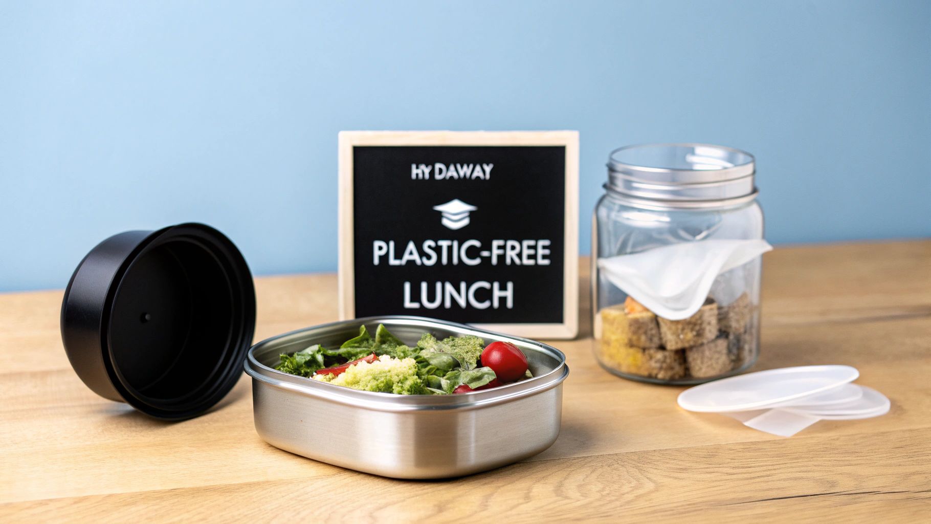 Assortment of reusable lunch containers