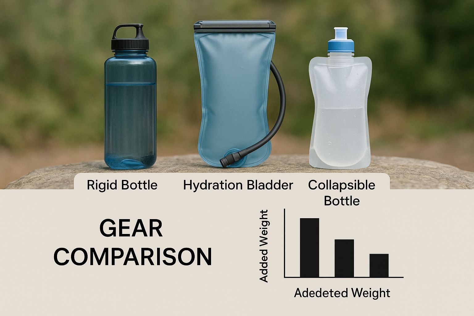 Infographic about water containers for hiking