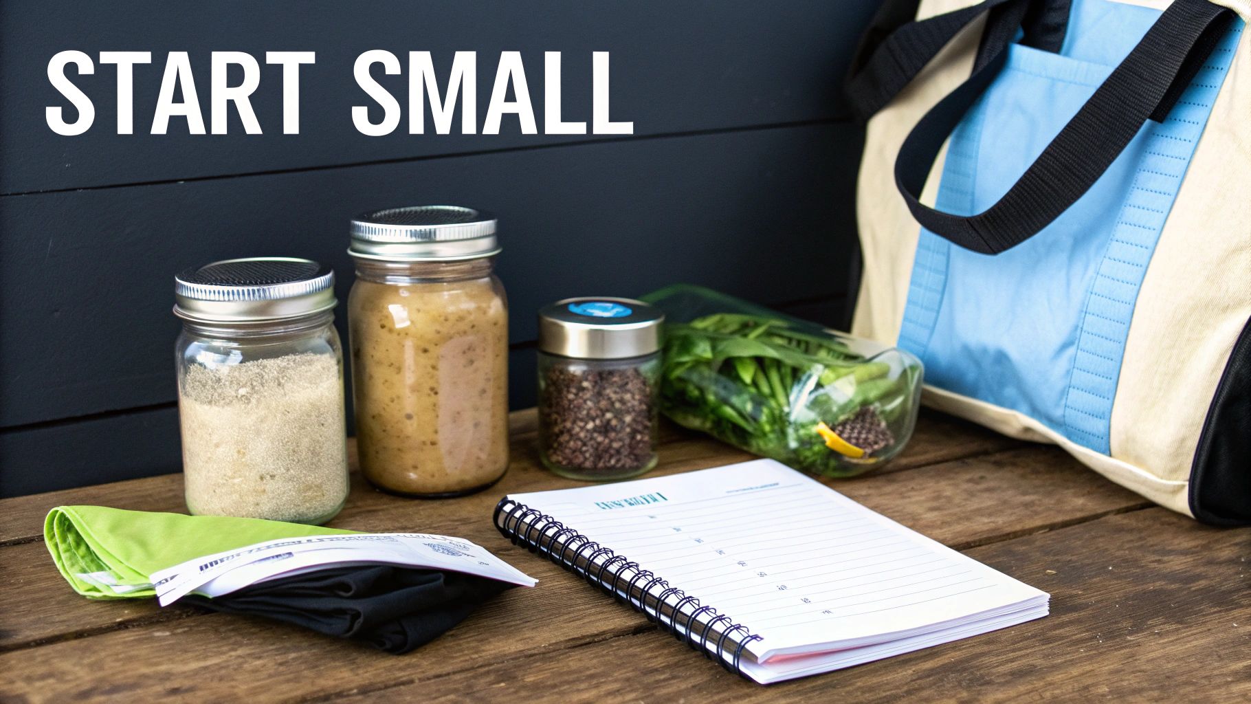 A zero waste toolkit including a HYDAWAY bottle, cutlery, and cloth bags.