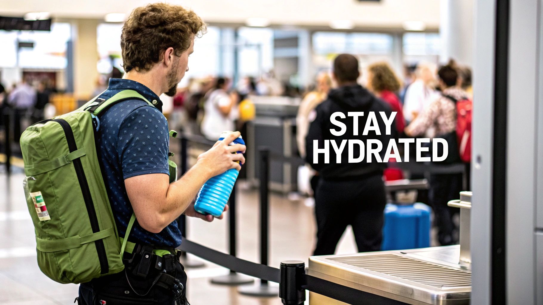 A person holding a collapsed HYDAWAY foldable water bottle, showcasing its portability.