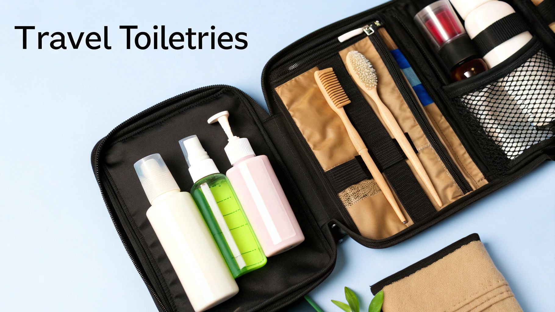 A travel checklist on a clipboard next to a passport and other travel essentials.