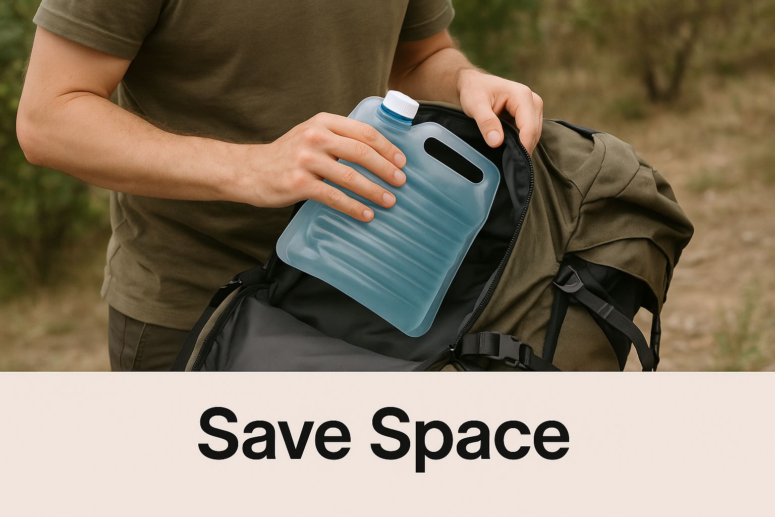 Infographic about collapsible water containers for camping