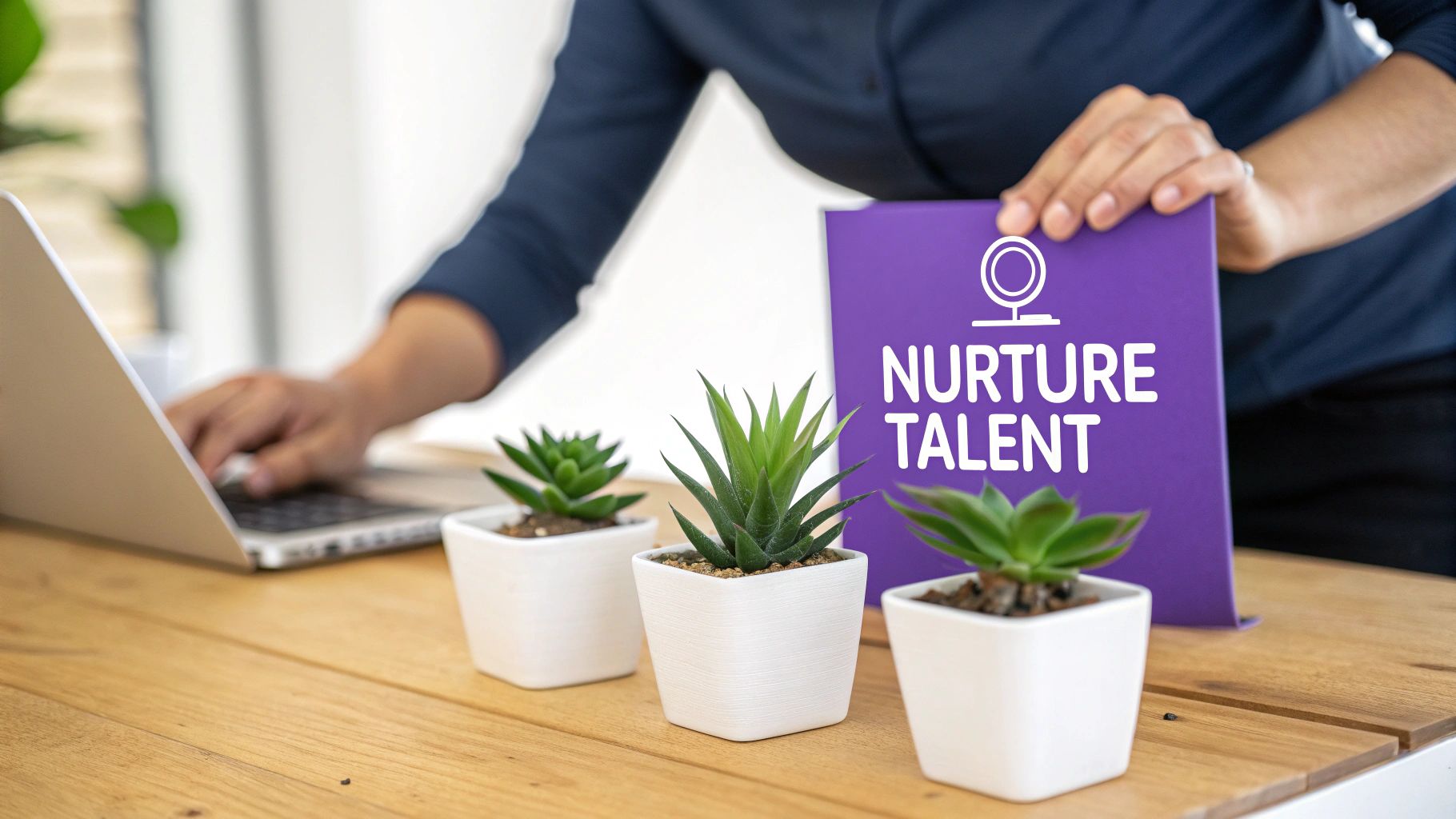 A recruiter managing a network of candidates on a digital screen, symbolizing candidate relationship management software.