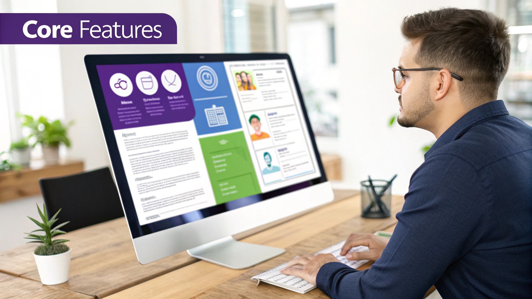 A recruiter analyzing a dashboard with multiple candidate profiles, showing the core features of a modern job application tracking system.