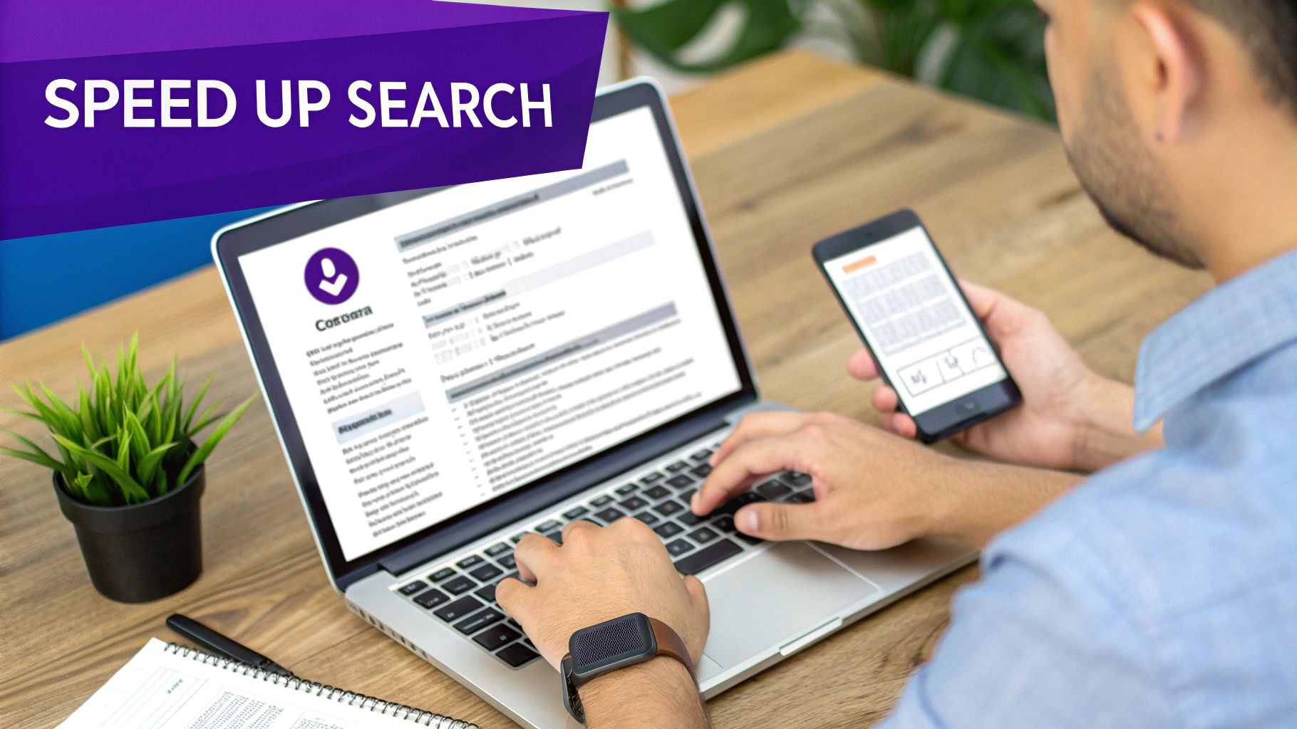 Job seeker strategizing at a desk with a laptop and notes