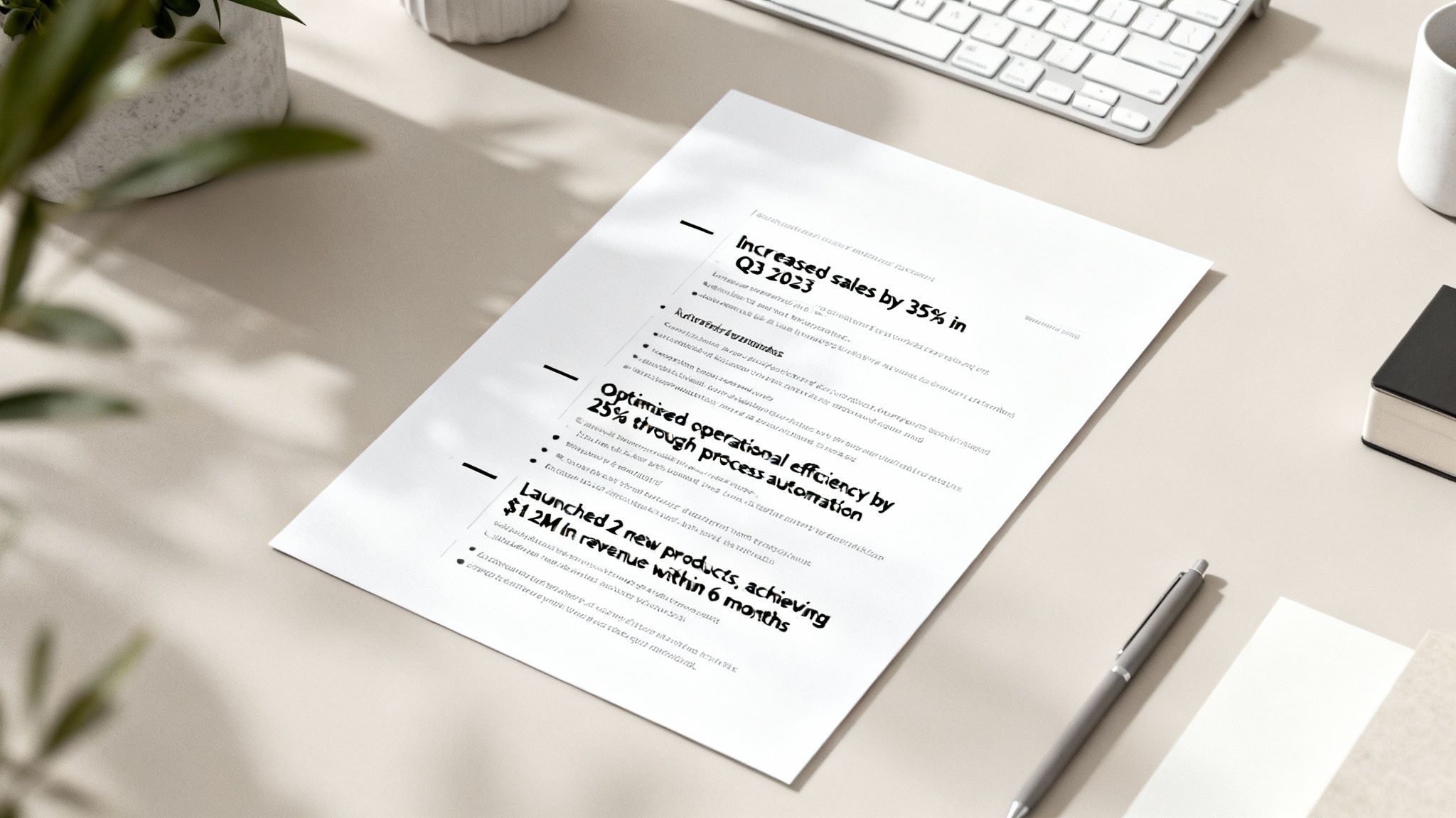 Structure Bullet Points with Action Verbs and Metrics