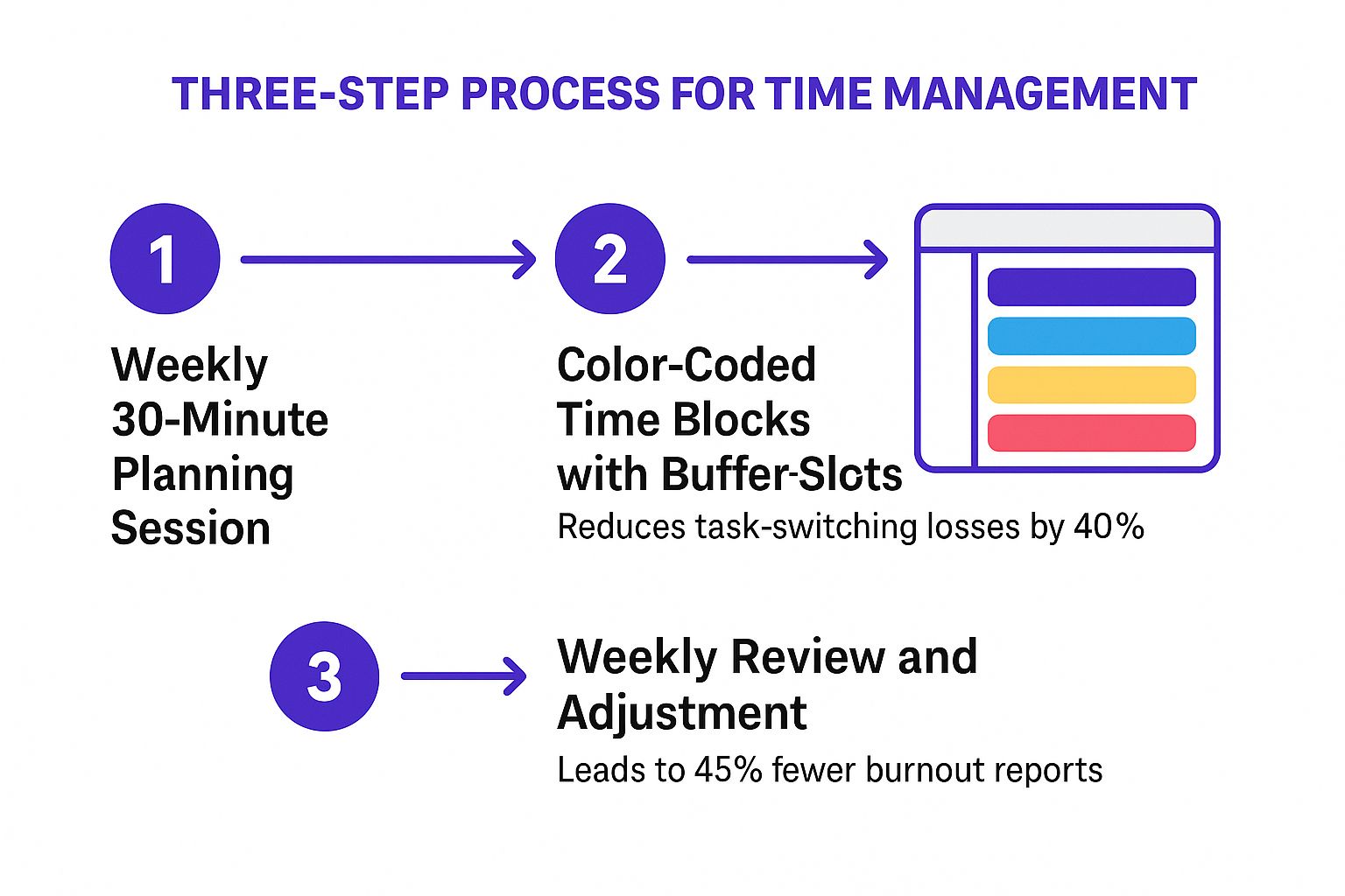 Infographic showing key data about Time Blocking and Prioritization