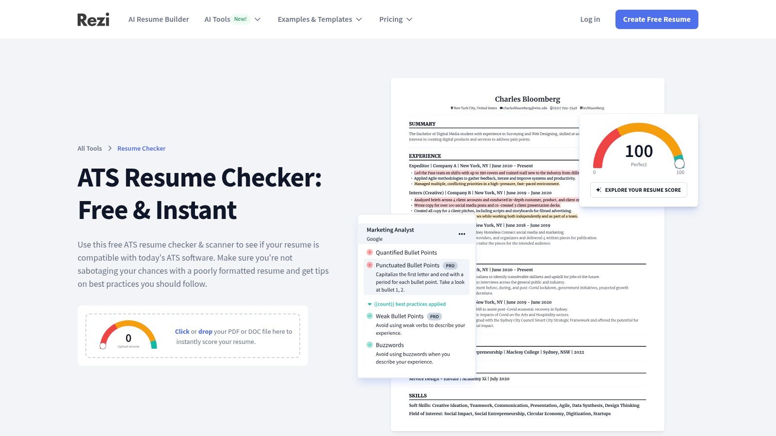 Rezi – Free ATS Resume Checker