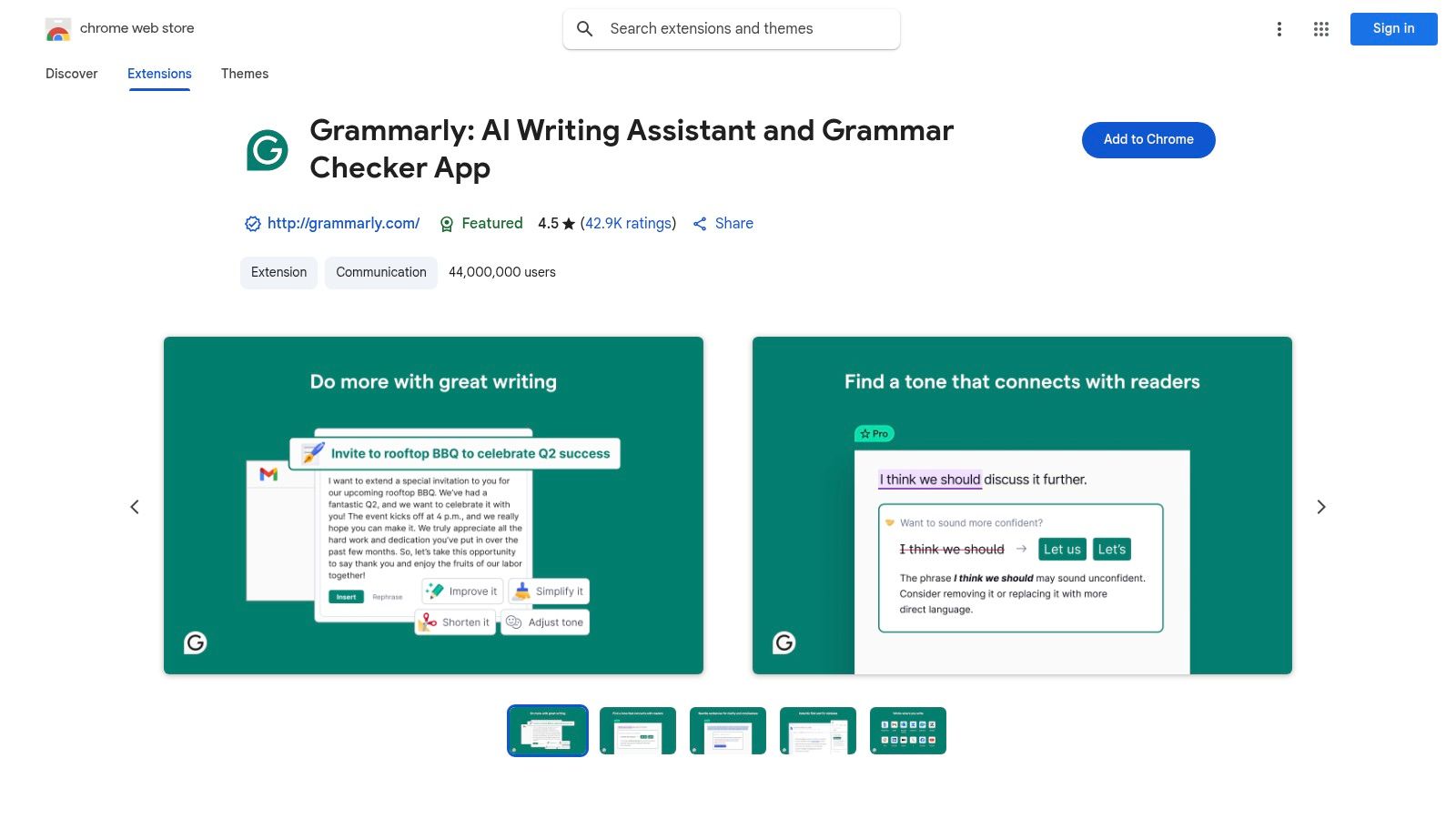 Grammarly for Chrome