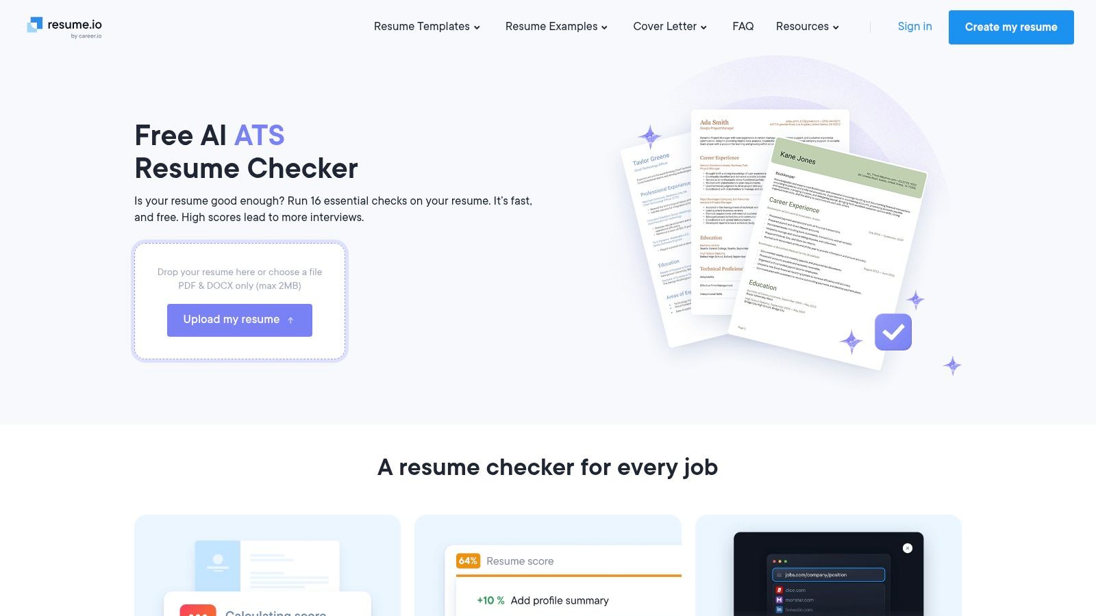 Resume.io – Free AI ATS Resume Checker