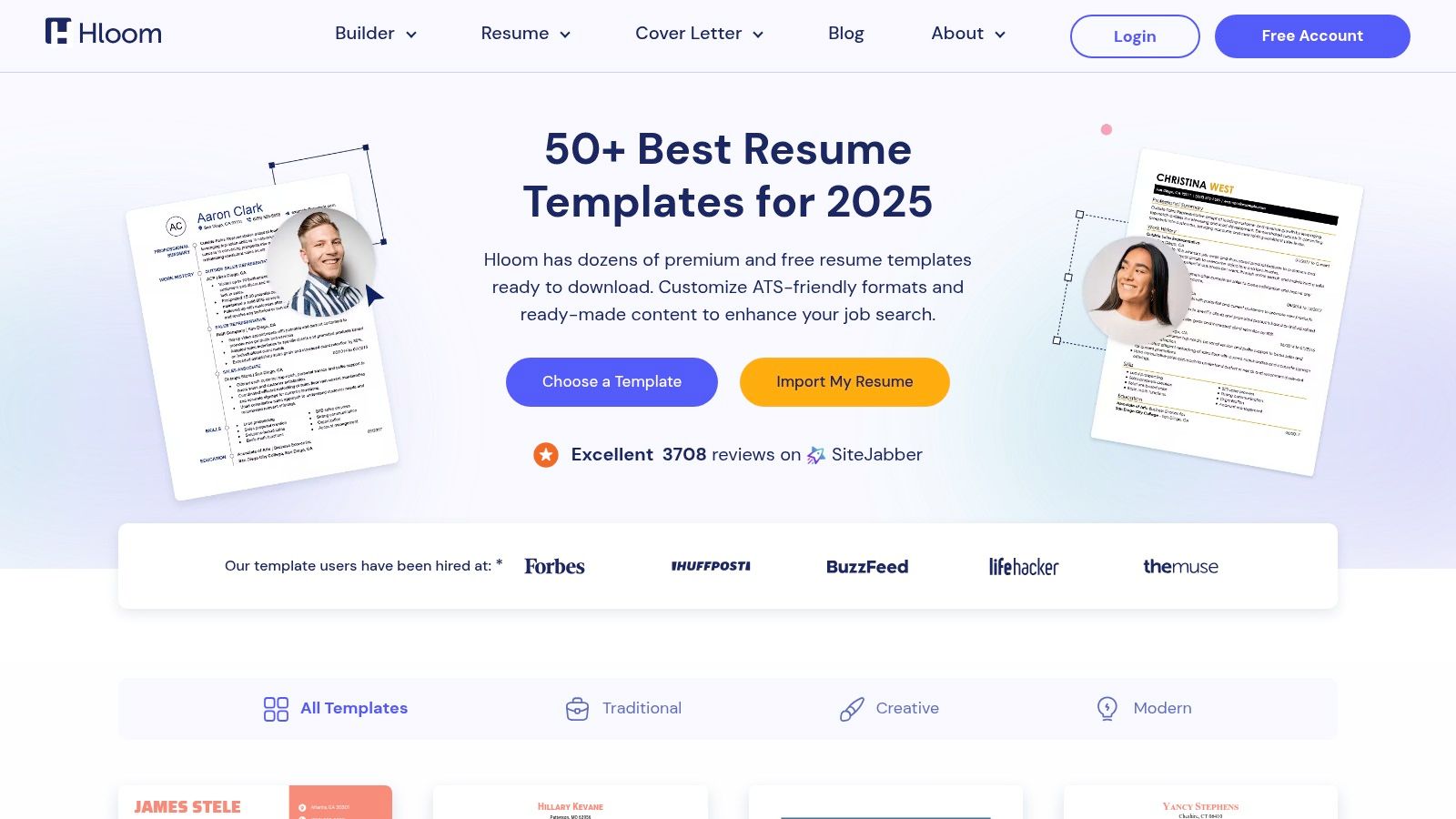 Hloom — Free Downloadable Word/Google Docs Resume Templates