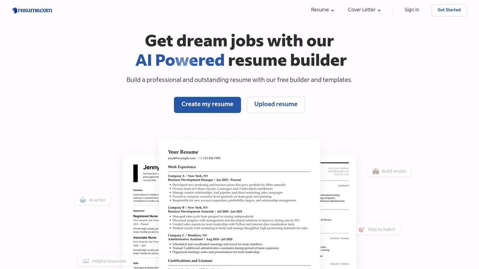 Resume.com (by Indeed) — 100% Free Resume Builder