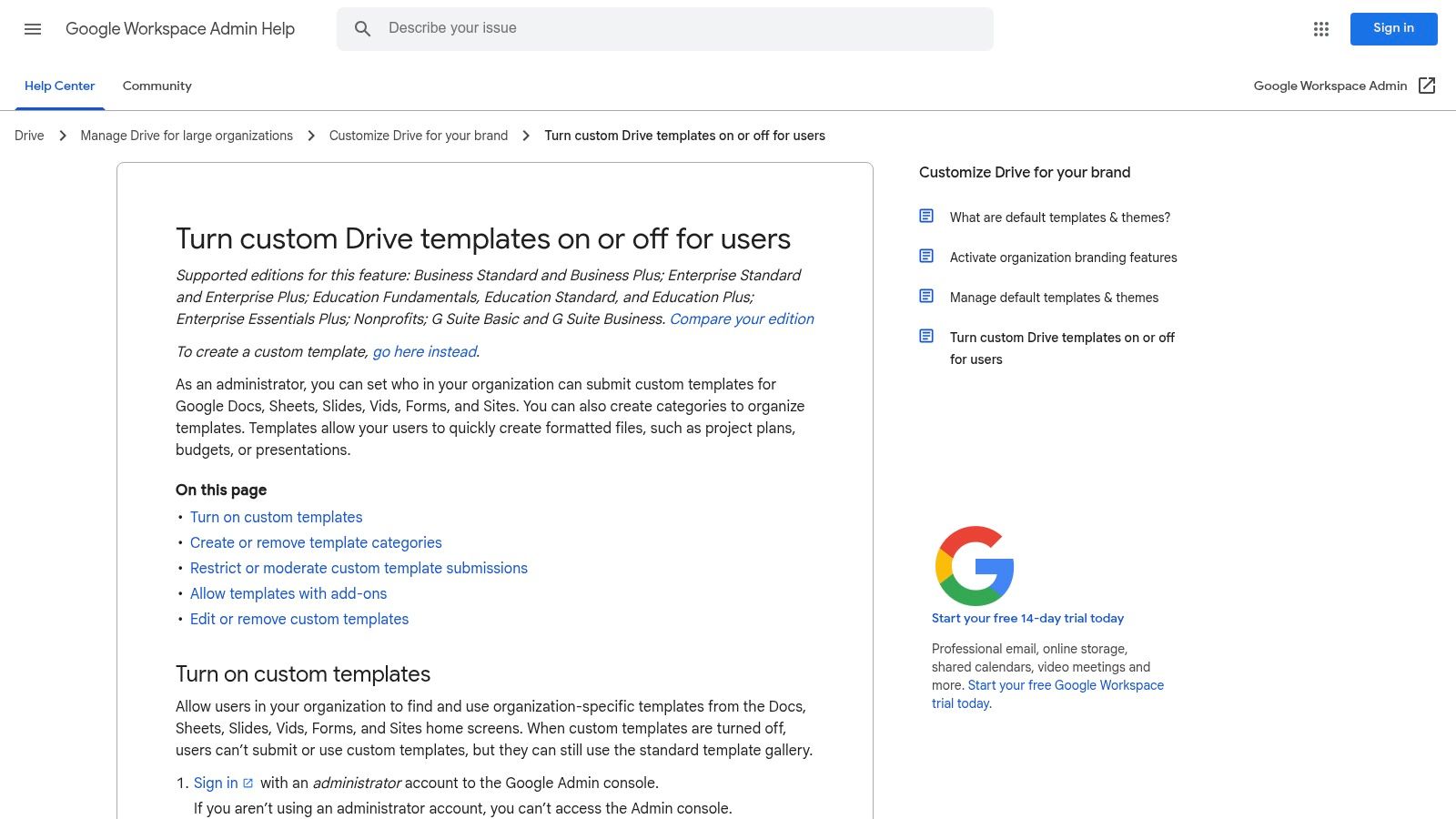 Google Docs — Built-in Template Gallery (Free)