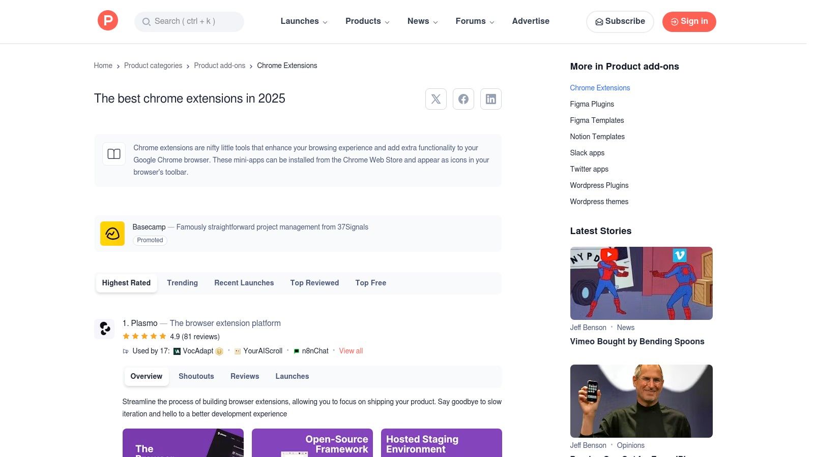 Product Hunt – Chrome Extensions category