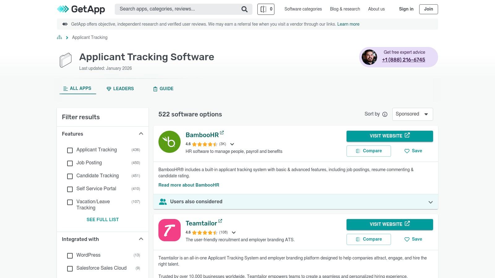 GetApp – Applicant Tracking Software