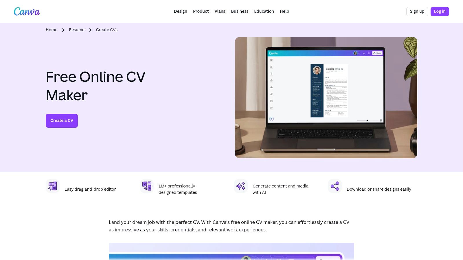 Canva — Free Resume/CV Maker