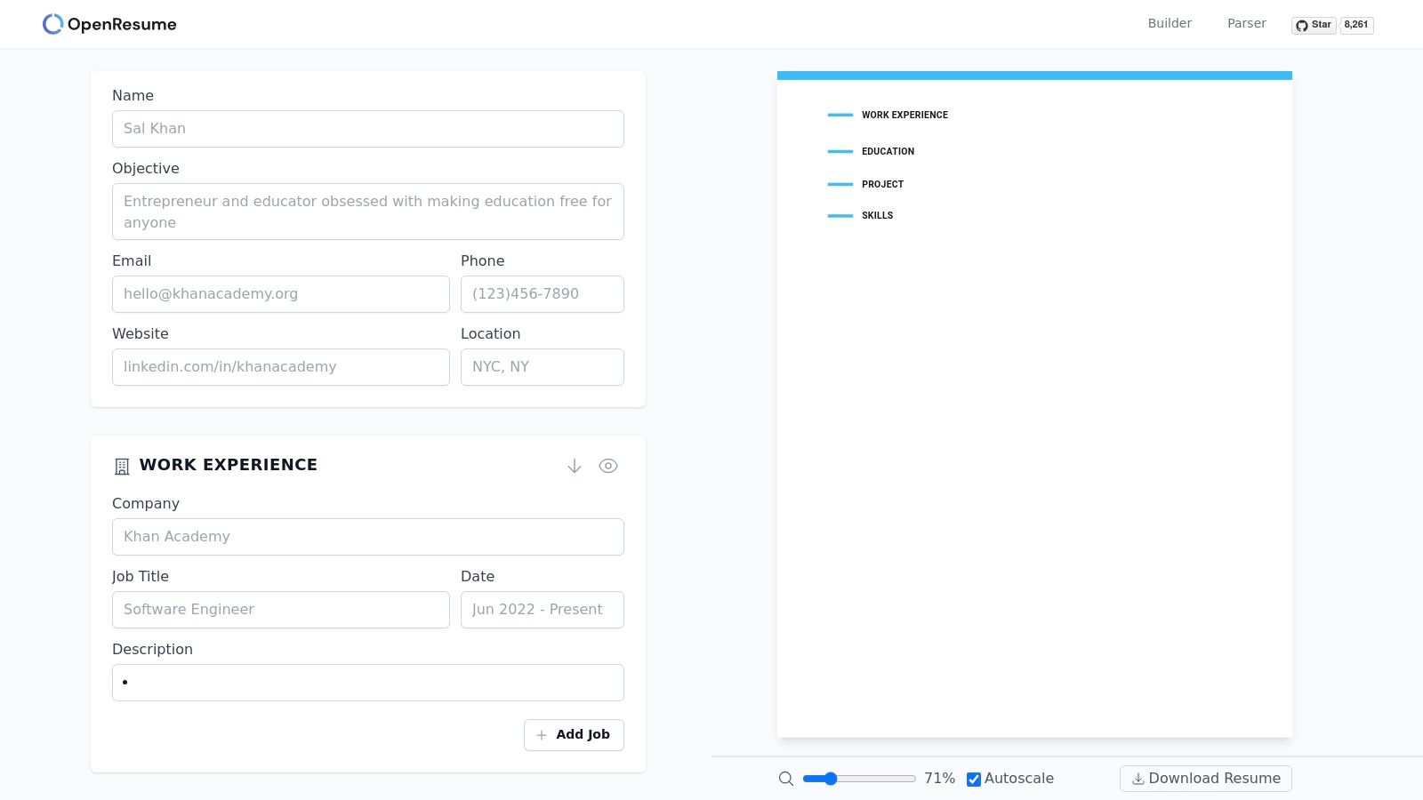 OpenResume — Free, Open-Source Resume Builder