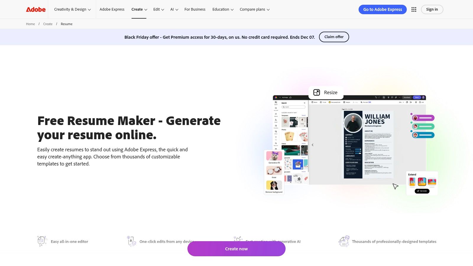 Adobe Express — Free Online Resume Maker