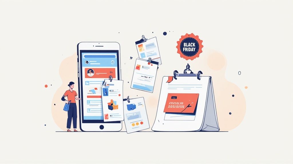 Eine Person vergleicht Preise für Kopfhörer auf einem Laptop und einem Smartphone.