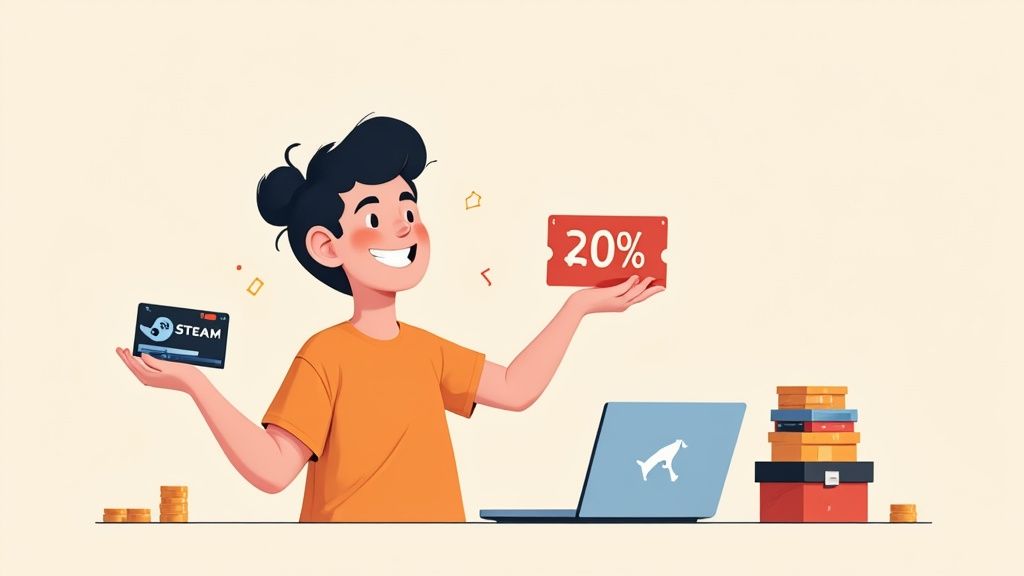 Ein Gamer sitzt konzentriert vor seinem leuchtenden PC-Setup und spielt.