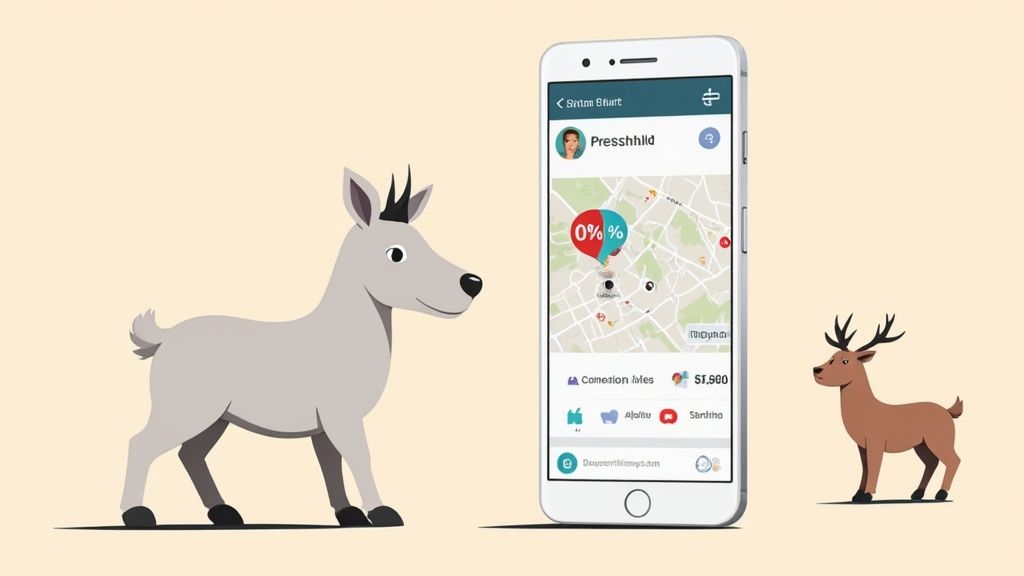 Eine Person hält ein Smartphone in der Hand, auf dem eine Deal-Benachrichtigung zu sehen ist