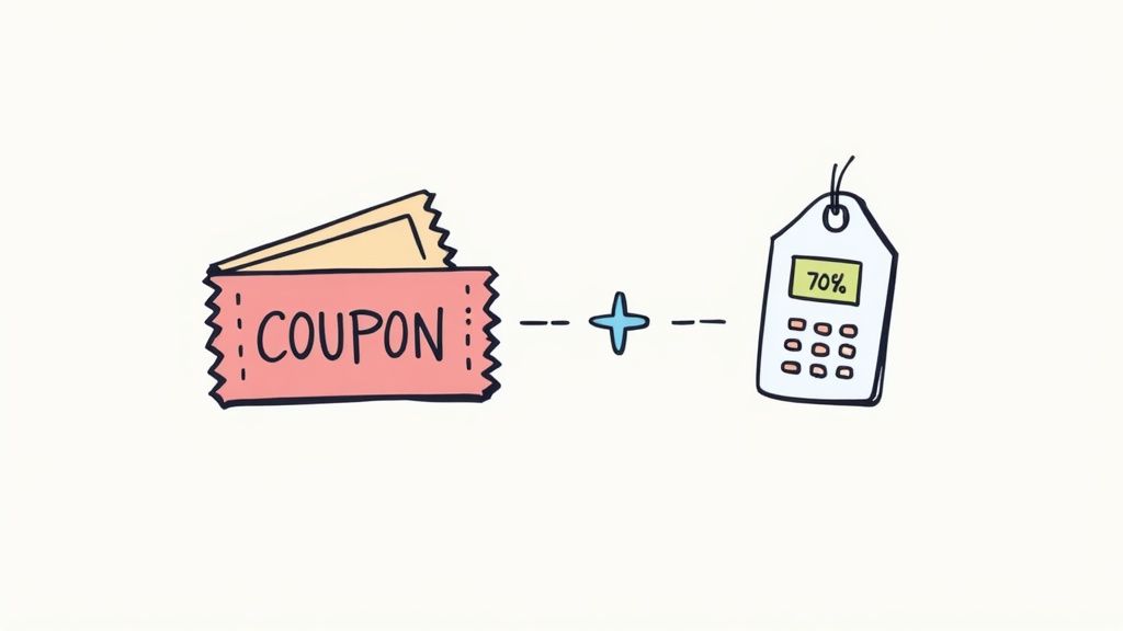 Eine Person hält eine Einkaufstasche, die mit frischem Gemüse gefüllt ist, und zeigt damit auf kluges Einkaufen.