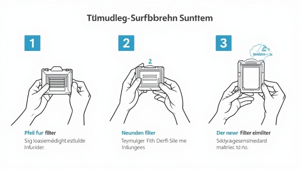 Ein frischer Ersatzfilter für den Philips Luftreiniger 600 liegt neben dem Gerät.