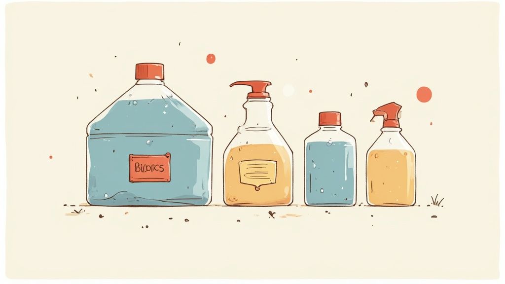 Ein kaputter Akku Staubsauger liegt auf dem Boden, Teile sind abgebrochen.