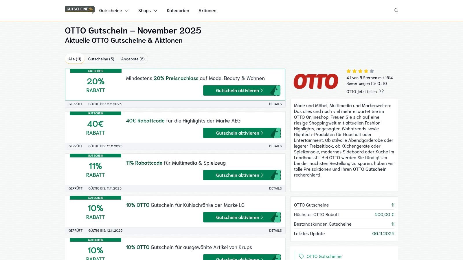 Gutscheine.de – OTTO-Gutscheine (kuratiert)