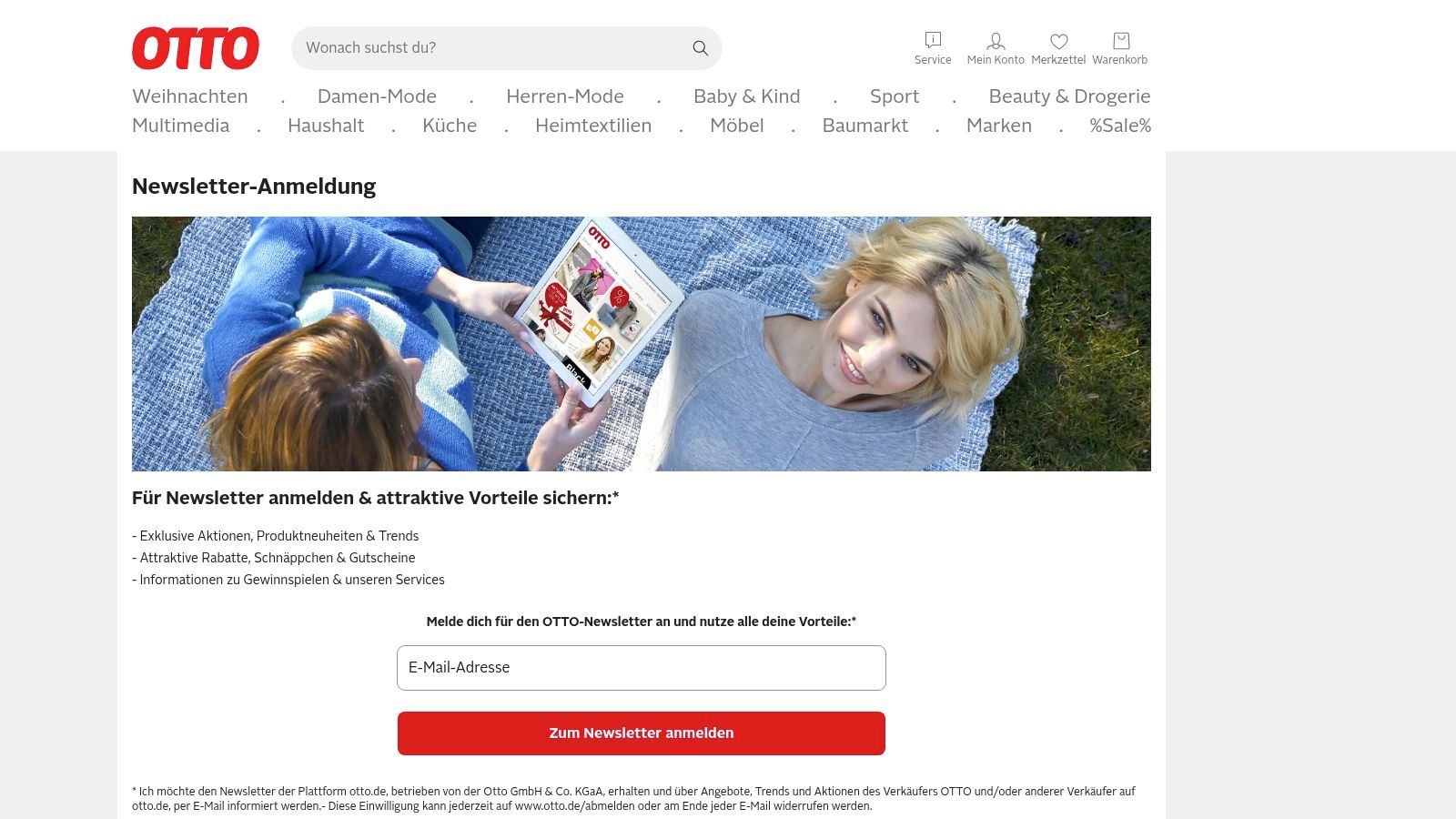 OTTO Newsletter – Willkommensgutschein