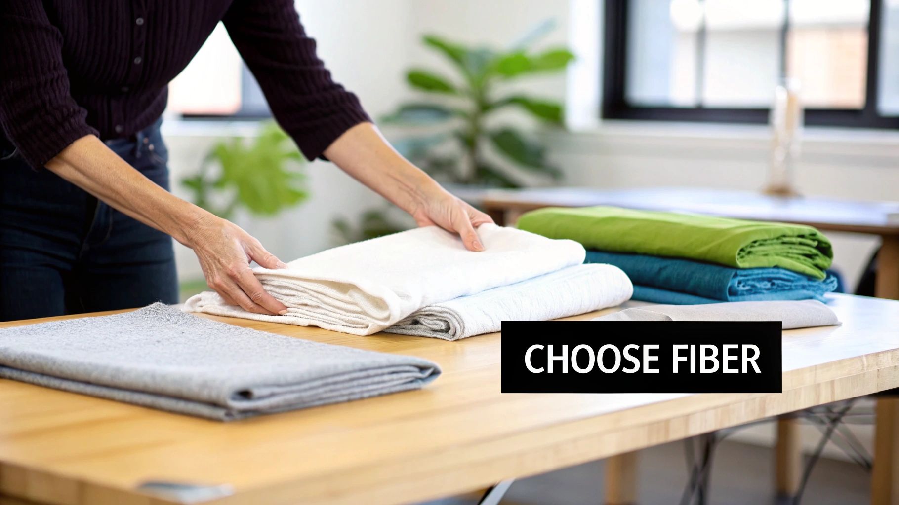 An array of colorful quilt fabrics laid out in a rainbow-like pattern, showcasing different values and hues.