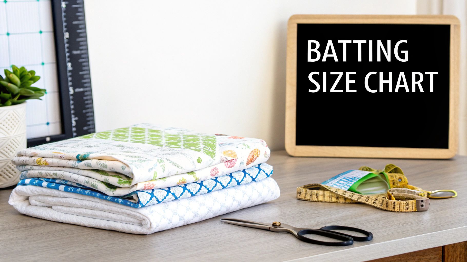 A quilter measuring quilt batting on a large cutting mat with a rotary cutter.