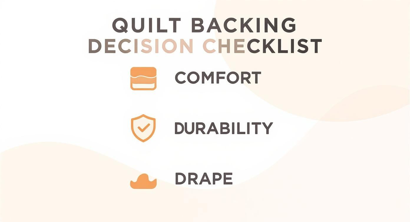 Infographic about backing fabric for quilts