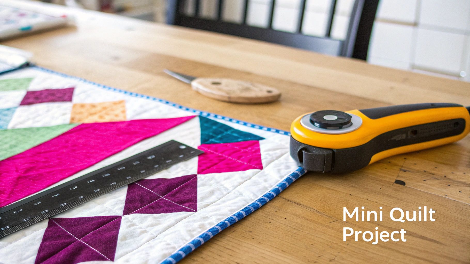 A beautiful and precisely pieced quilt top featuring a variety of colors and patterns laid out for viewing.