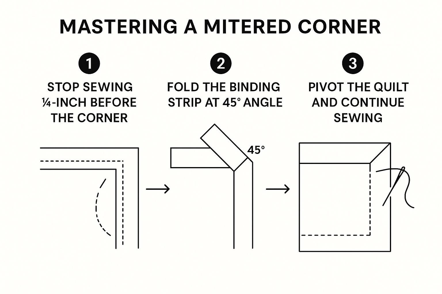 Infographic about how to bind a quilt