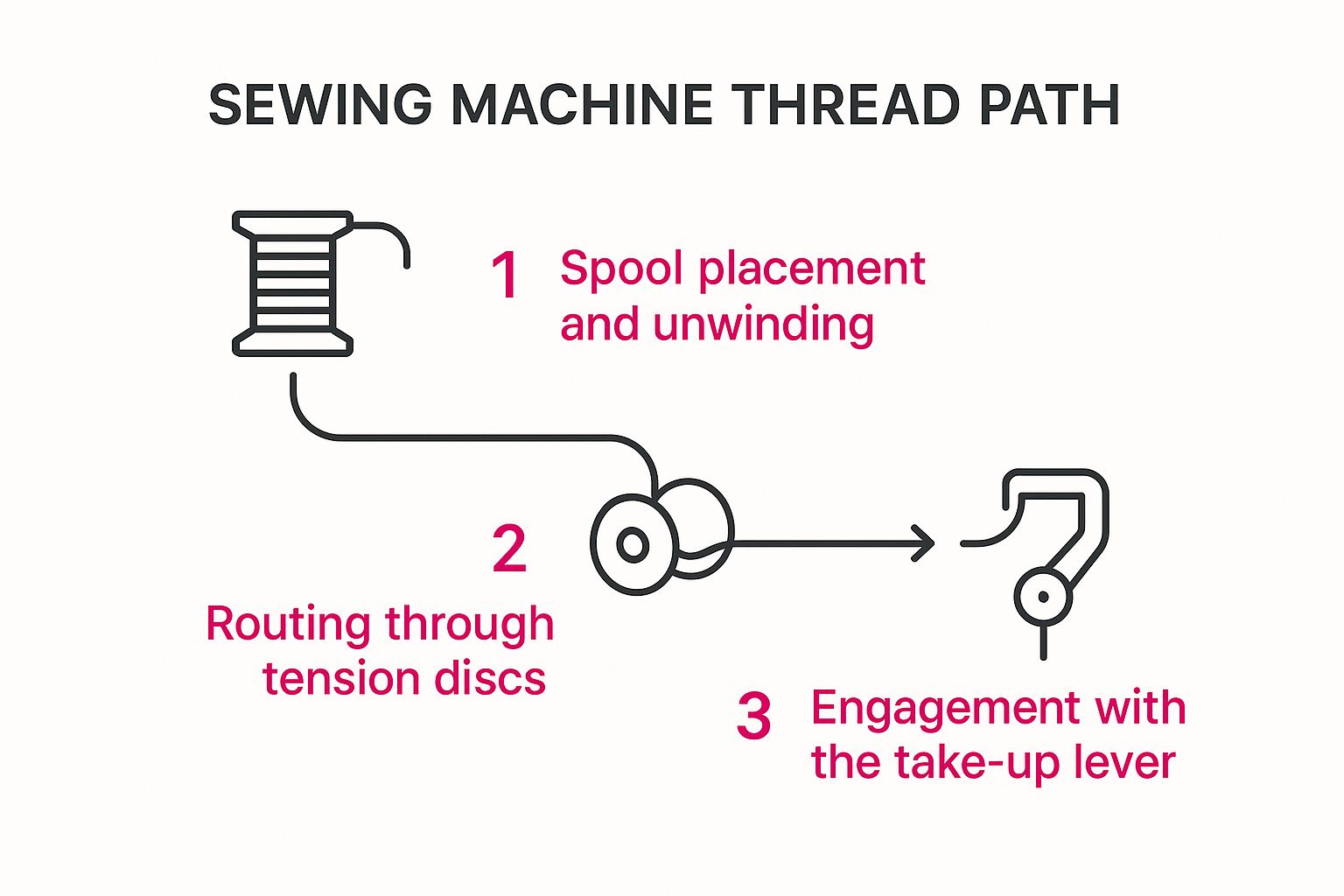 Infographic about sewing machine thread guide
