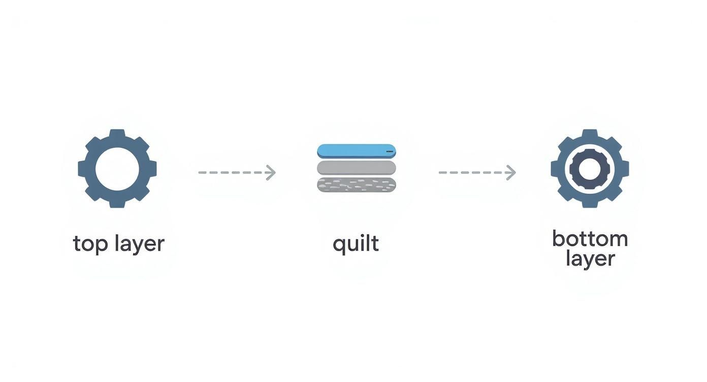 Infographic about how to use a walking foot for quilting