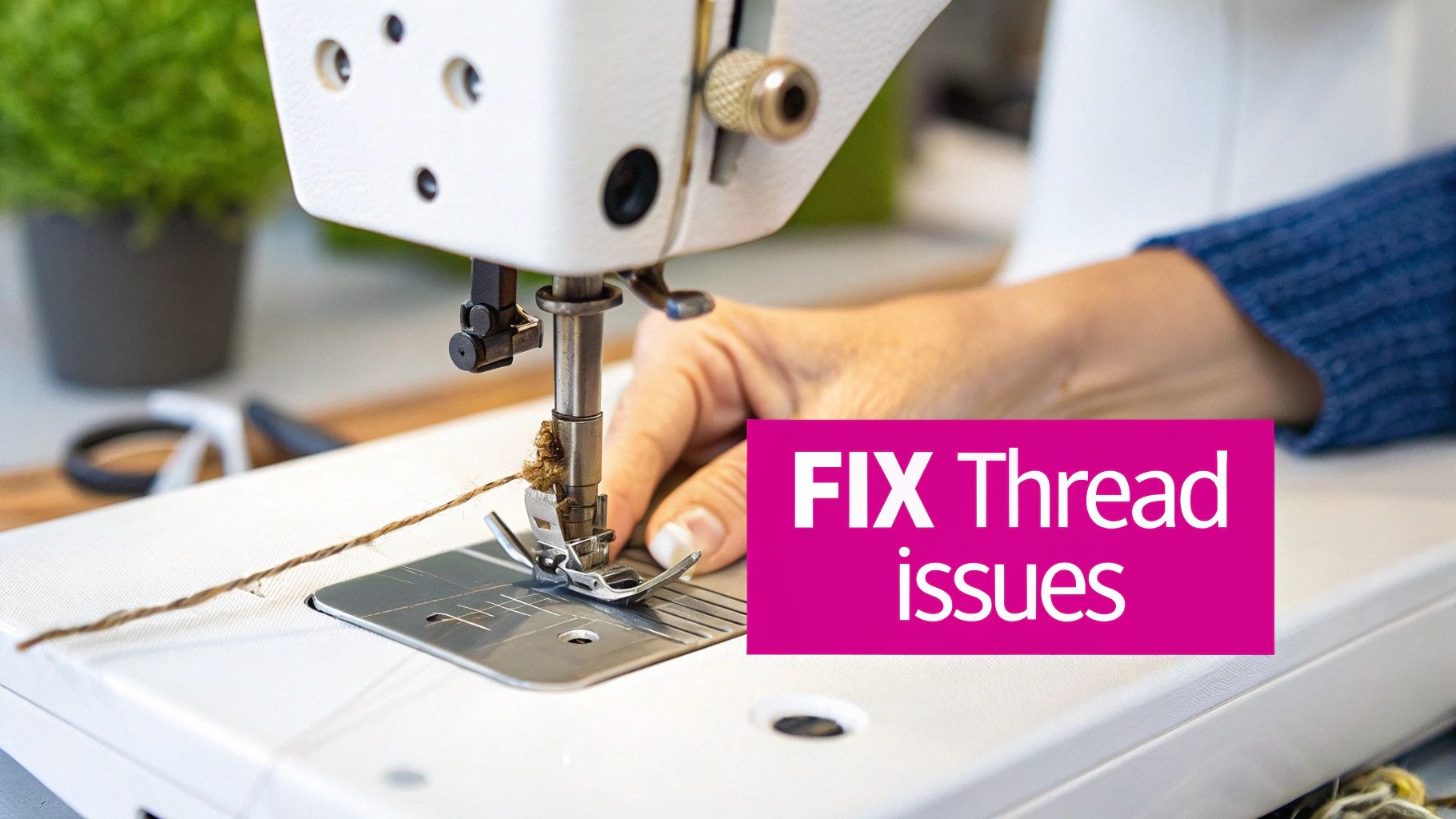 A sewing machine needle and presser foot shown in close-up detail