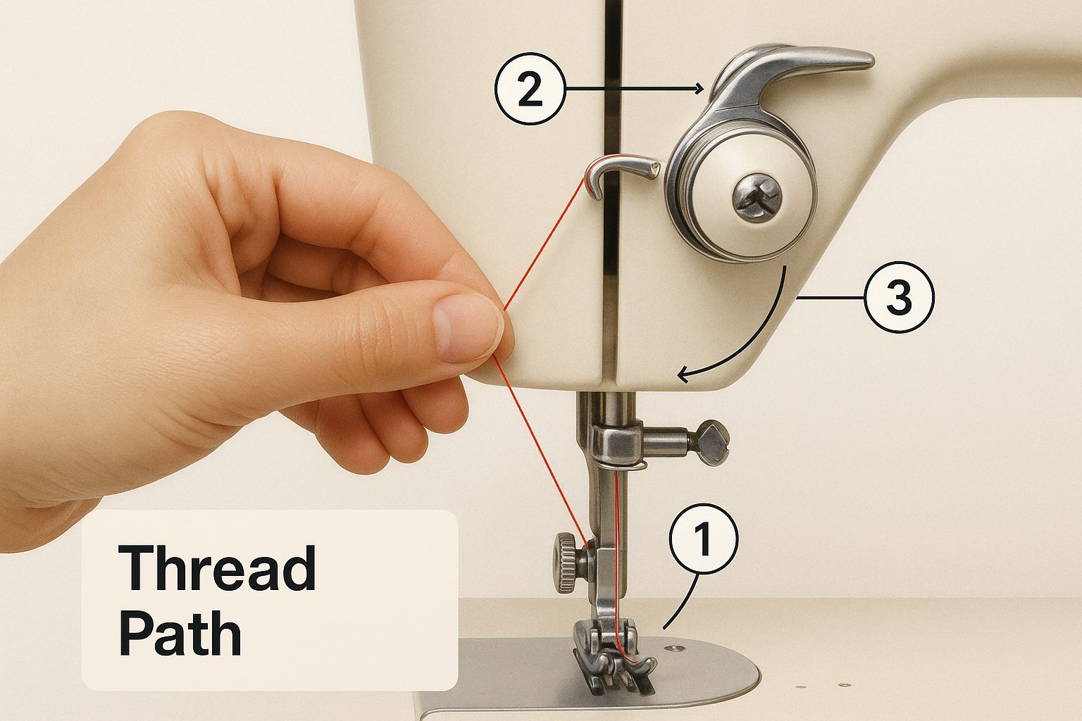 Infographic about how to thread a sewing machine