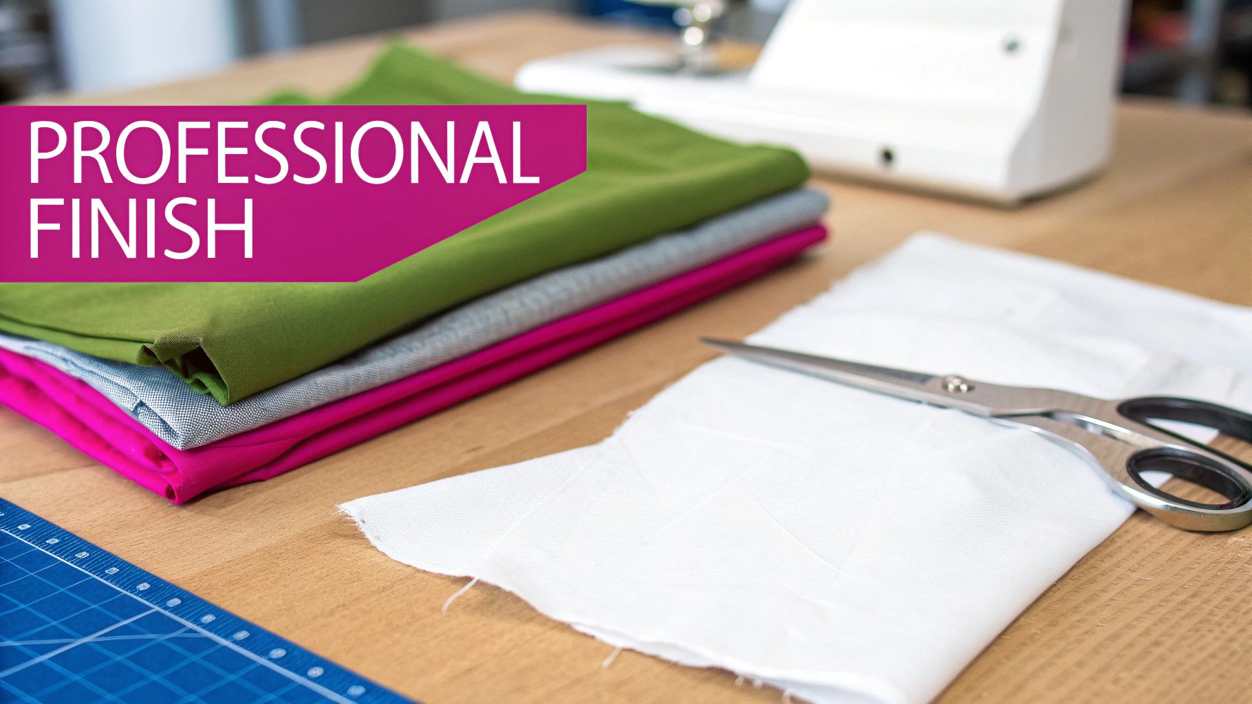A person ironing white fusible interfacing onto a piece of colorful patterned fabric on an ironing board