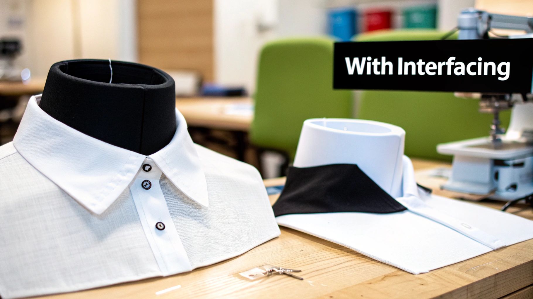 Different types of sewing interfacing laid out on a table