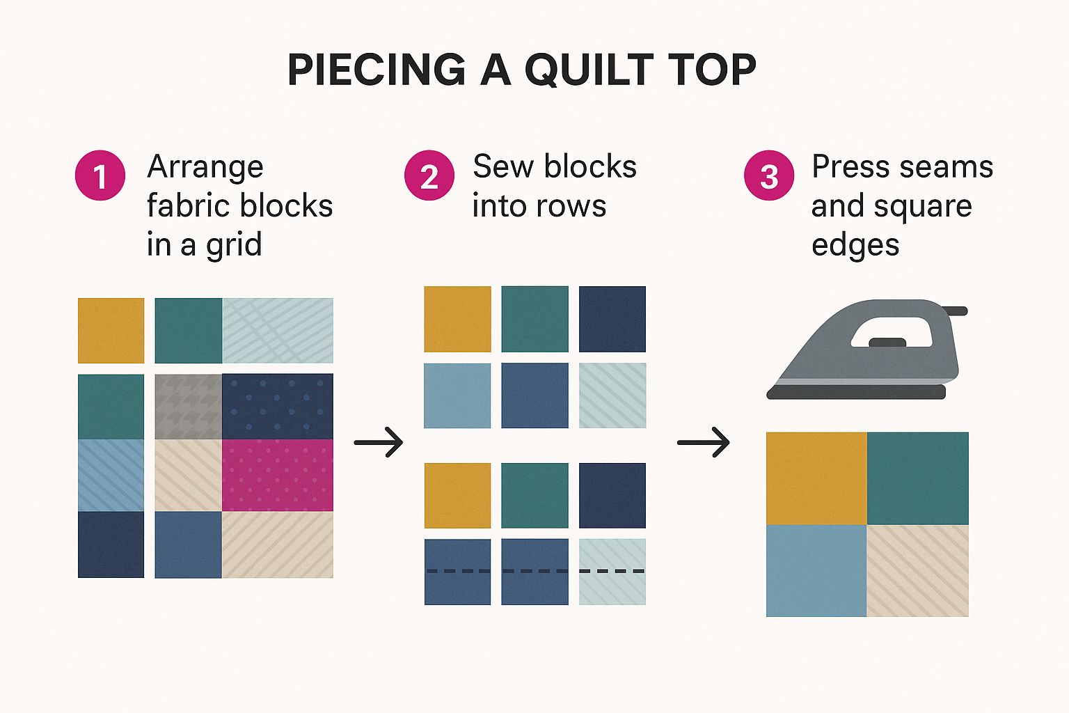 Infographic about how to start quilting